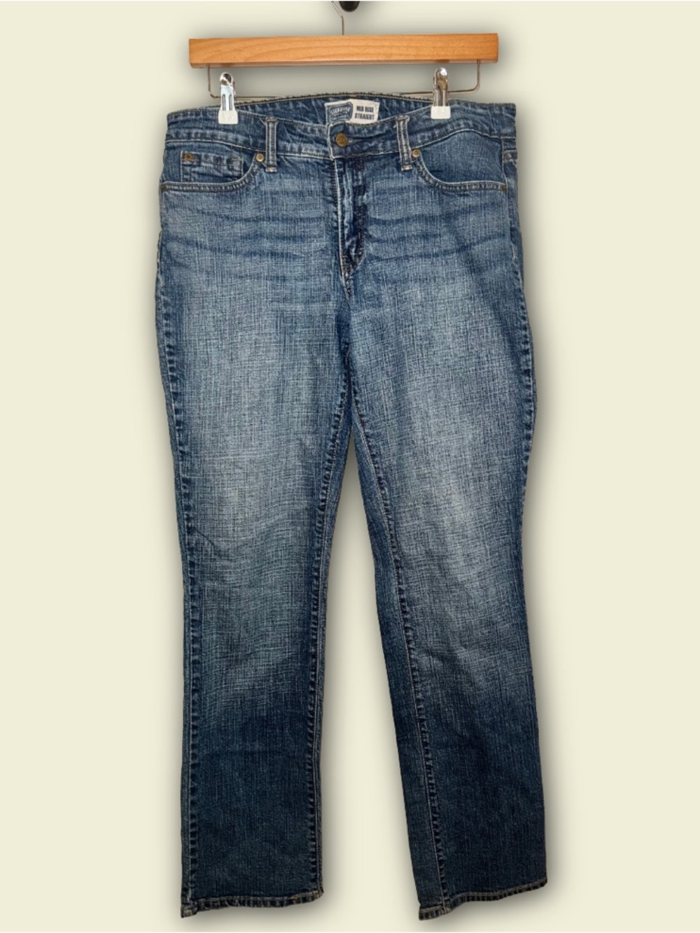 Classic Straight-Leg Jeans Faded Blue Denim EUC Western Style